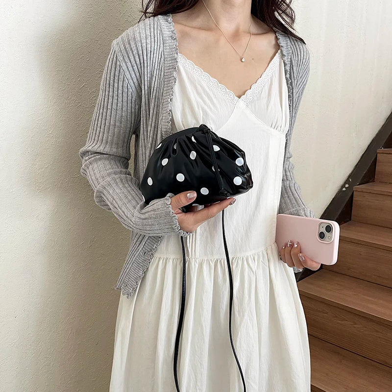 Sweet Pink Polka Dot Cloud Clutch and Mini Shoulder Bag
