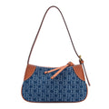 Premium Monogram Denim Shoulder Bag – Vintage Leather Trim Underarm Purse