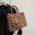 Chic Cow Print Plush Tote Bag with PU Leather Trim
