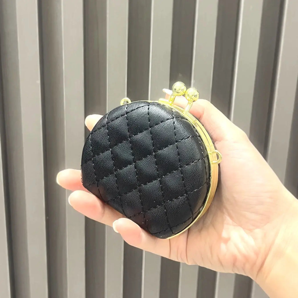 Luxury Quilted Round Mini Handbag with Chain Strap and Top Handle