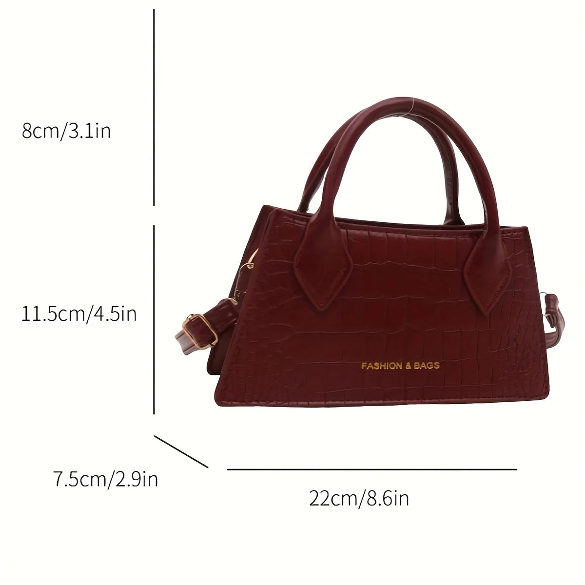 Statement Maroon Croco Texture Sling Handbag