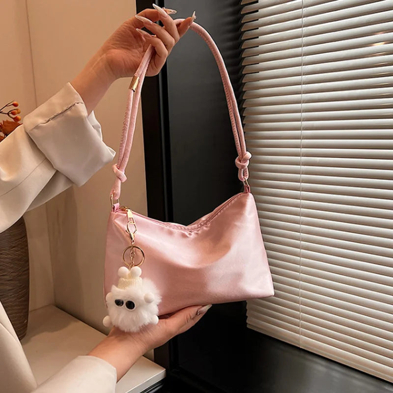 Satin Silk Knotted Strap Shoulder Bag