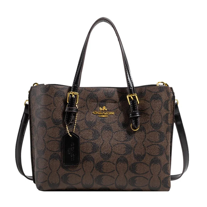 Classic Monogram Print Shoulder Bag – Elegant Leather Tote & Crossbody Handbag for Work & Daily Wear