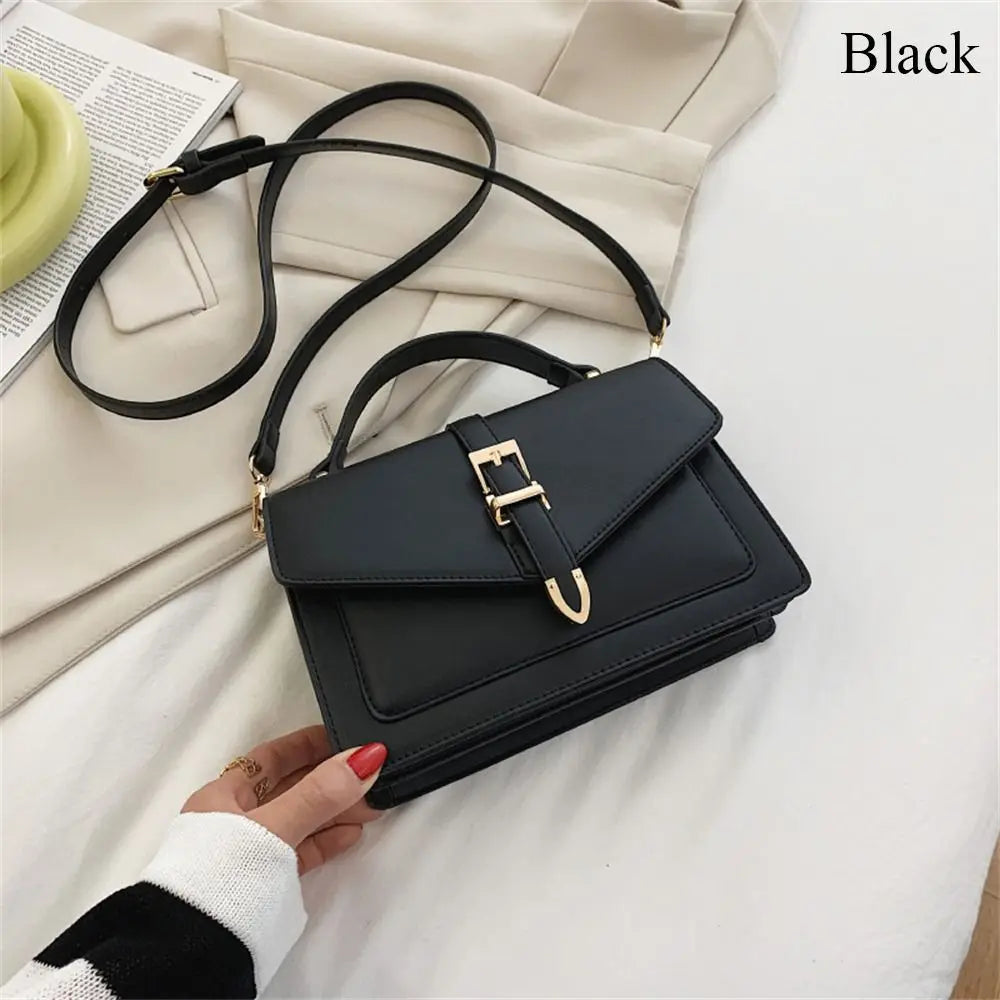 Elegant Buckle-Detail Top Handle Satchel & Crossbody Bag