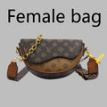 Chic Monogram Saddle Crossbody Bag | Vintage Pattern Half-Moon Shoulder Bag with Wide Strap