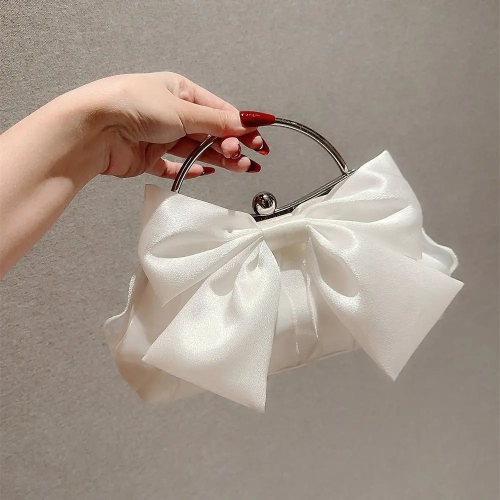 Elegant Satin Bowknot Metal Ring Mini Clutch & Handbag