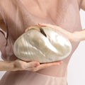 Luxury White Marble Evening Clutch and Handbag with Beaded Strap