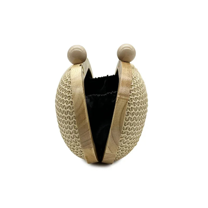 Aura Bags Aesthetic Straw Knitted Frame Clutch and Evening Party Purse