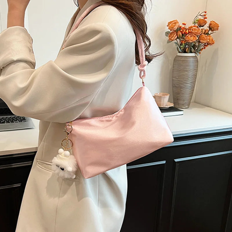 Satin Silk Knotted Strap Shoulder Bag