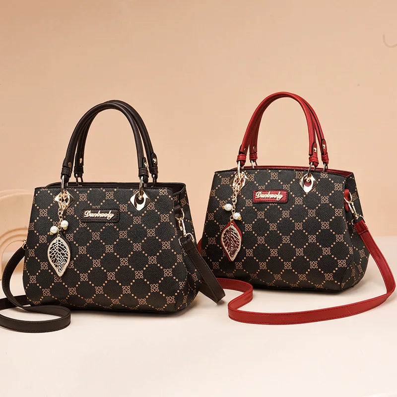 Elegant Printed Pattern Shoulder Bag – Classic Ladies Tote Bag with Long Strap