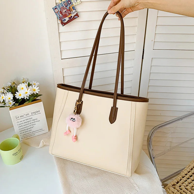 Minimalist Smooth Leather Everyday Tote Bag