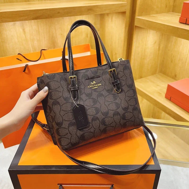 Classic Monogram Print Shoulder Bag – Elegant Leather Tote & Crossbody Handbag for Work & Daily Wear
