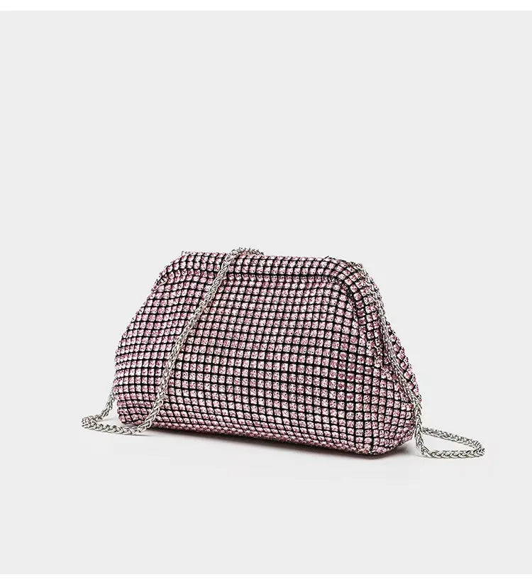 Dazzling Mesh Rhinestone Clutch with Chain Strap – Aura Bags