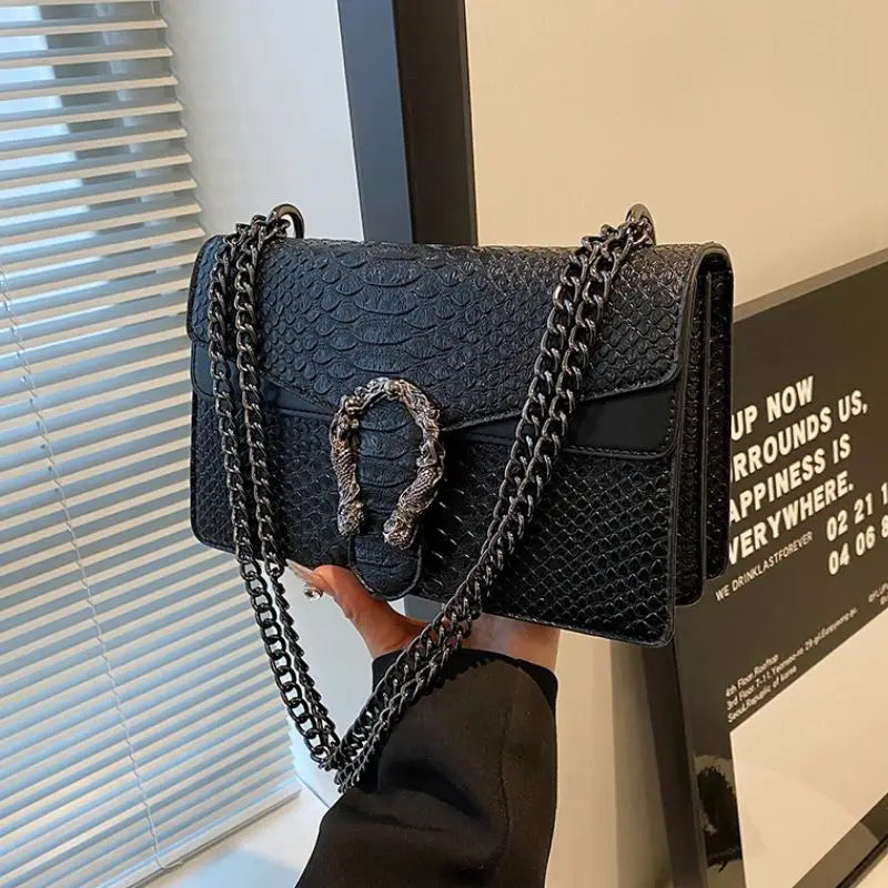 Luxury Crocodile Pattern Chain Shoulder Bag
