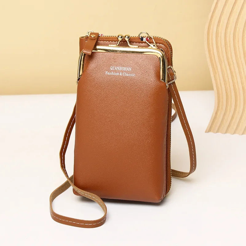 Multi-Functional PU Leather Phone Pocket & Card Wallet Crossbody Bag