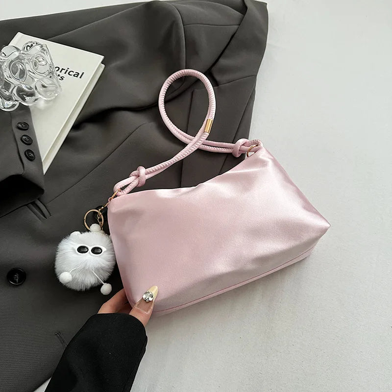 Satin Silk Knotted Strap Shoulder Bag